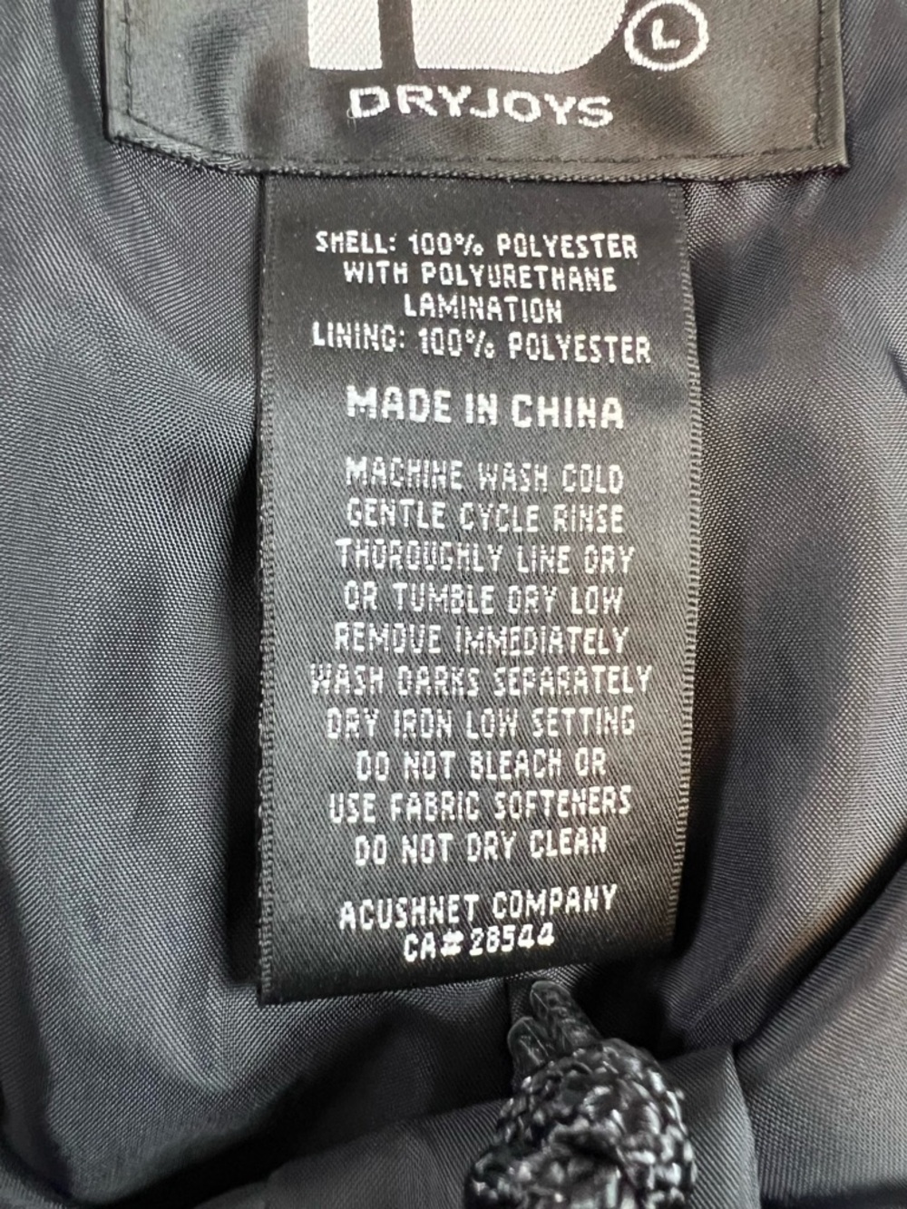 FJ  FootJoy DryJoys Black Hydro Lite Windbreaker Rain Outdoor Golf Pants - Picture 15 of 16